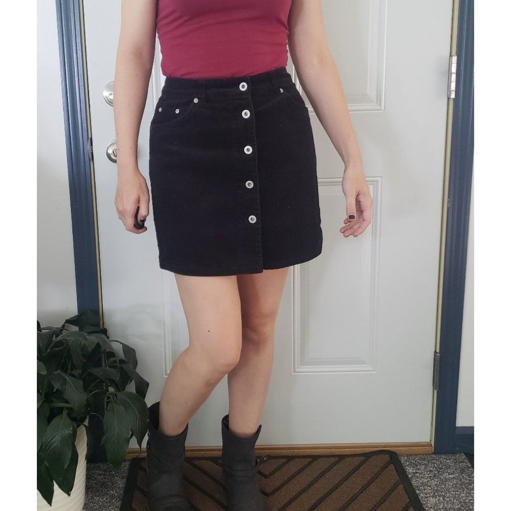 90s Black GAP Corduroy Mini Skirt
